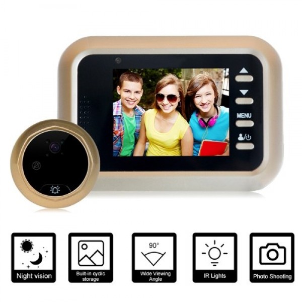 Digital Door Viewer Peephole Door Camera Doorbell Night Vision Photo Shooting Digital Door Monitoring for Home Security