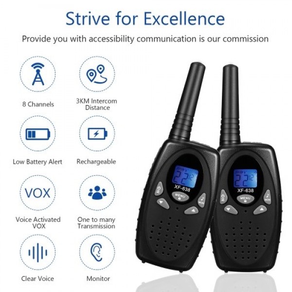 Two Way Radio for Adults Kids 22 Channel 0.5W Walkie Talkie Long Range with Noise Canceling VOX for Camping Hiking Cycling Cruis