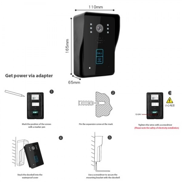 WIFI Smart Video Intercom Doorbell WiFi Video Doorbell Camera Waterproof Electronic Doorbell with HD Video Motion Dectetion 2-Wa