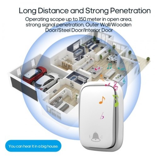 Domestic W-ireless Doorbell Self-generating Music Doorbell Long-distance Waterproof Remote-Control Doorbell