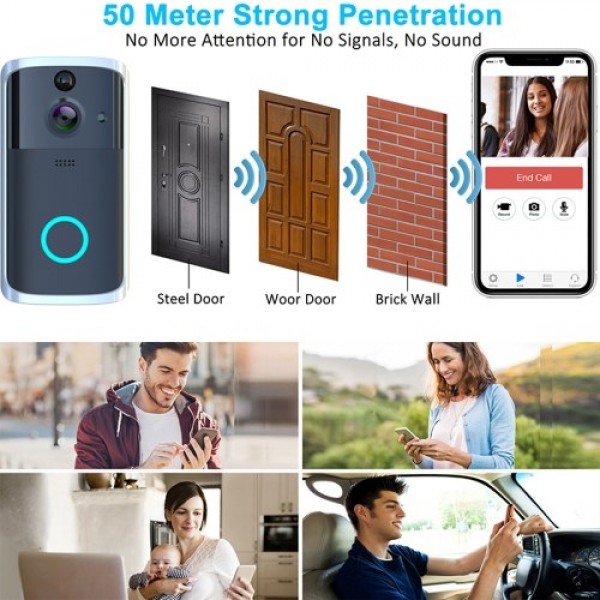 M7 WiFi Visual Video Phone Door Bell Wirelessly Smart DoorBell