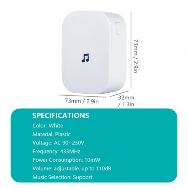 Plug-in Chime for Wireless Video Doorbell Entry Chime