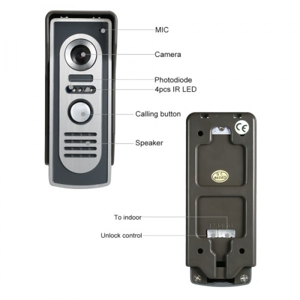 OWSOO 7 Inch Video Door Phone Doorbell Intercom Kit 2 Indoor Monitor 1 Outdoor Camera Night Vision Hands-free Call Electric Lock