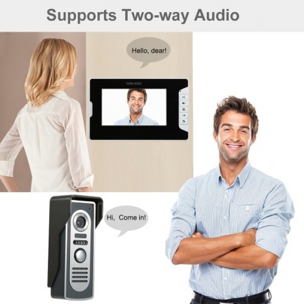 OWSOO 7 Inch Video Door Phone Doorbell Intercom Kit 2 Indoor Monitor 1 Outdoor Camera Night Vision Hands-free Call Electric Lock