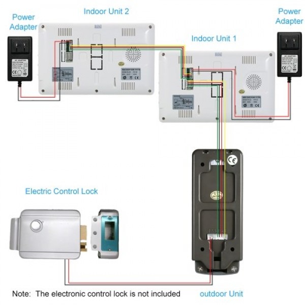 OWSOO 7 Inch Video Door Phone Doorbell Intercom Kit 2 Indoor Monitor 1 Outdoor Camera Night Vision Hands-free Call Electric Lock