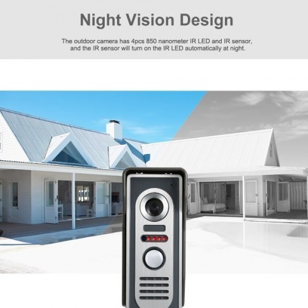 OWSOO 7 Inch Video Door Phone Doorbell Intercom Kit 2 Indoor Monitor 1 Outdoor Camera Night Vision Hands-free Call Electric Lock