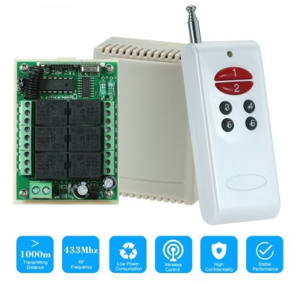 433Mhz DC 12V 10A Relay Wireless RF Remote Control Switch