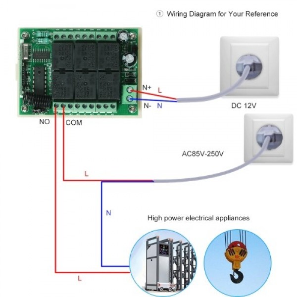 433Mhz DC 12V 10A Relay Wireless RF Remote Control Switch