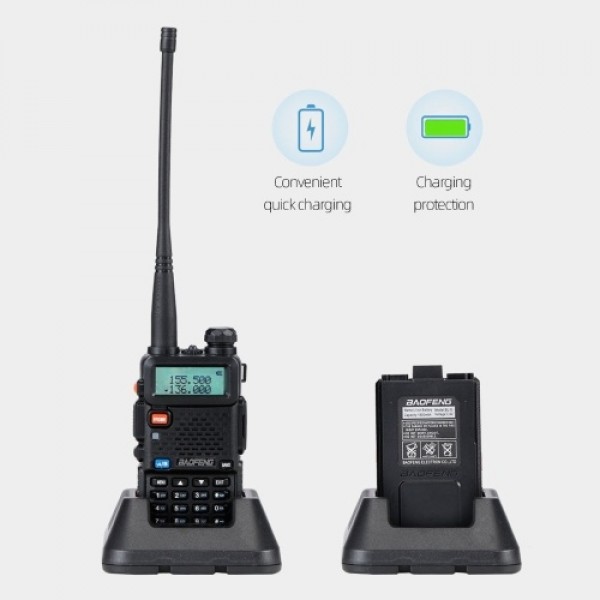 BAOFENG UV-5R Walkie Talkie FM Transceivr Two Way Radio Dual Display VHF 136-174 UHF 400-520mHZ 5W Two Way Ham Radio Rechargeabl