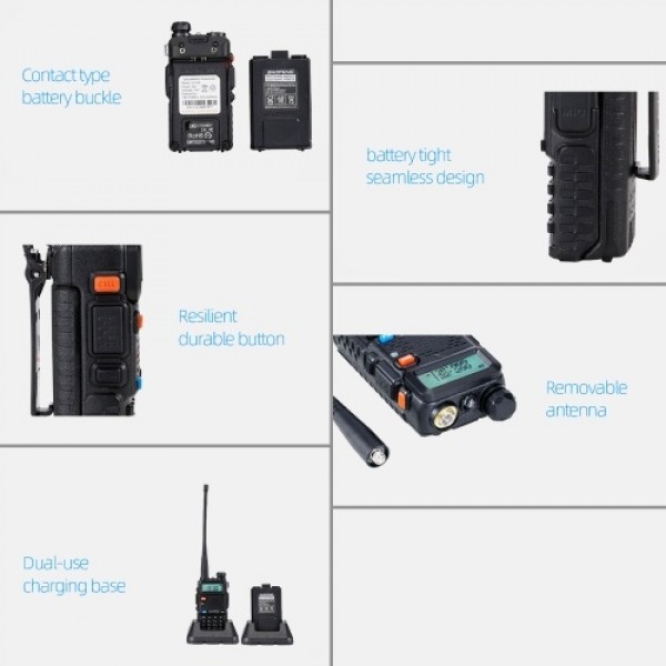 BAOFENG UV-5R Walkie Talkie FM Transceivr Two Way Radio Dual Display VHF 136-174 UHF 400-520mHZ 5W Two Way Ham Radio Rechargeabl