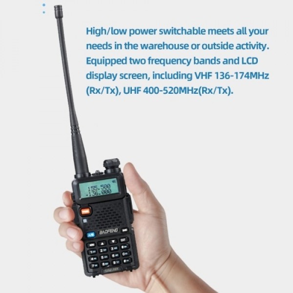 BAOFENG UV-5R Walkie Talkie FM Transceivr Two Way Radio Dual Display VHF 136-174 UHF 400-520mHZ 5W Two Way Ham Radio Rechargeabl