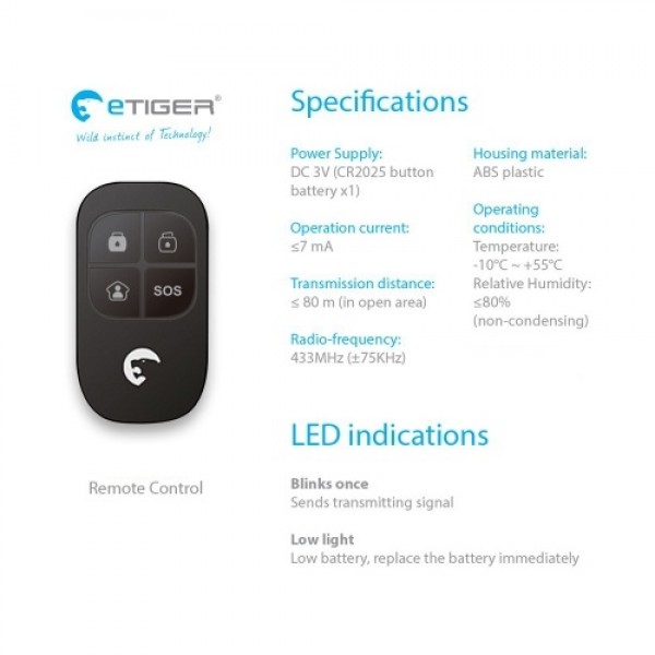 Etiger ES-RC1 433MHz Wireless Remote Controller