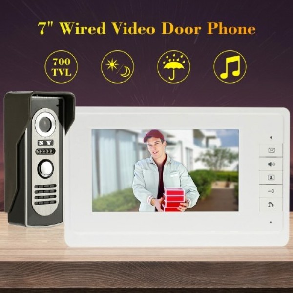 7” Wired Video Door Phone System Visual Intercom Doorbell with Indoor Monitor and Outdoor Camera support Unlock Infrared Night V