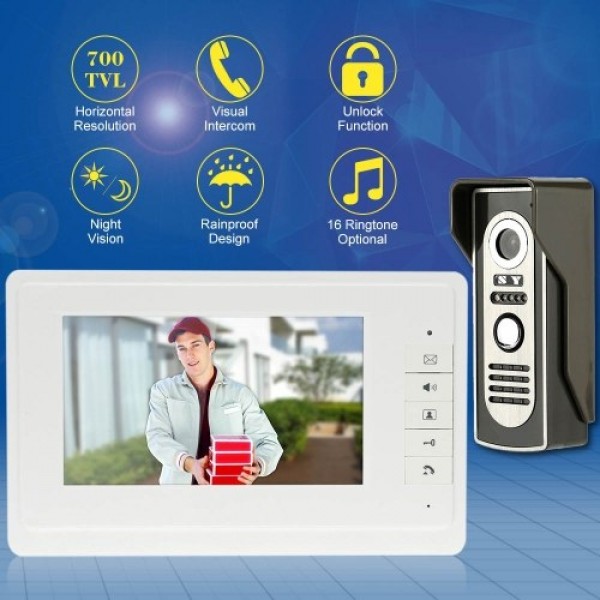 7” Wired Video Door Phone System Visual Intercom Doorbell with Indoor Monitor and Outdoor Camera support Unlock Infrared Night V