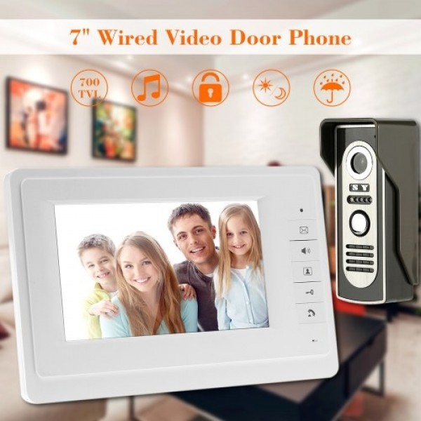 7” Wired Video Door Phone System Visual Intercom Doorbell with Indoor Monitor and Outdoor Camera support Unlock Infrared Night V