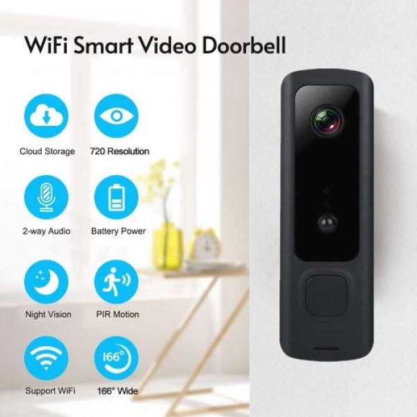 Wireless Video Doorbell 720P Visual Real-time Intercom Wi-Fi Video Bell