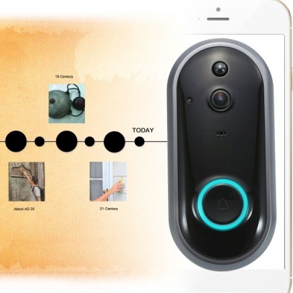 Smart WIFI 1080P Security Doorbell with Visual Recording Night Vision PIR Motion Detection