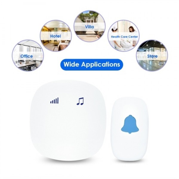 Wirelessly Sensitive Touching Doorbell with 35 Melodies 5 Levels Adjustable Volume Built-in Speaker 656Ft Long Transmission Dist