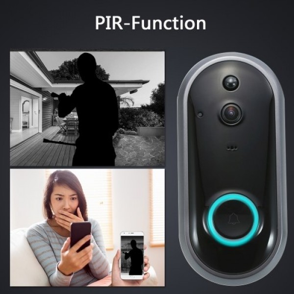 Smart WIFI 1080P Security Doorbell with Visual Recording Night Vision PIR Motion Detection