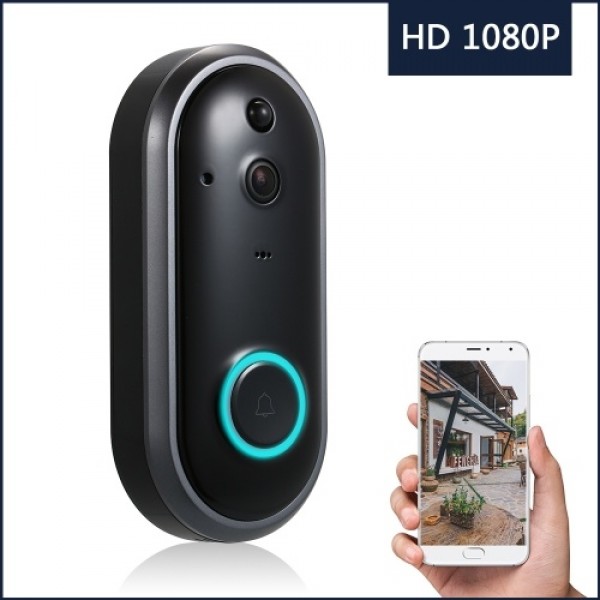 Smart WIFI 1080P Security Doorbell with Visual Recording Night Vision PIR Motion Detection