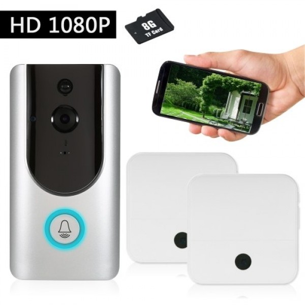 HD 1080P WiFi Smart Wireless Security Doorbell with 8G TF Card 1 Wireless Doorbell Chime