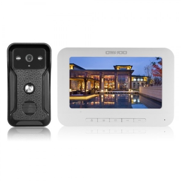 OWSOO 7 inch Wired Video Doorbell Indoor Monitor with IR-CUT Rainproof Outdoor Camera Visual Two-way Intercom Audio Remote Unloc