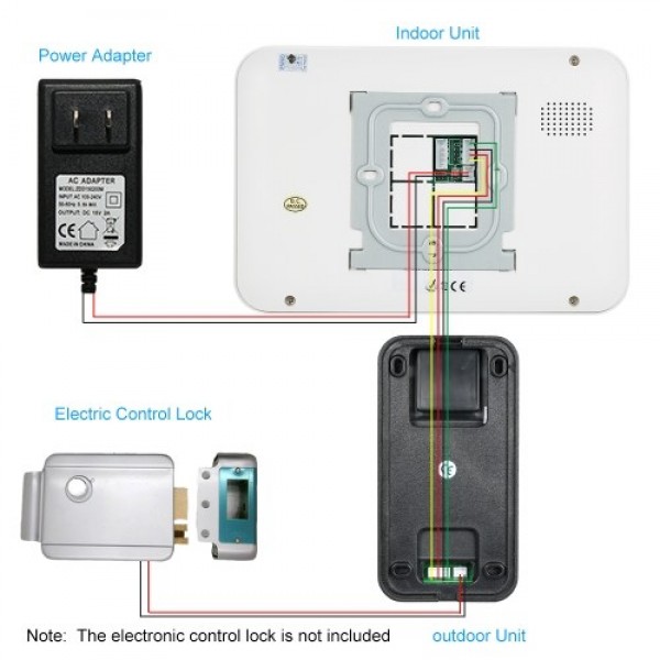 OWSOO 7 inch Wired Video Doorbell Indoor Monitor with IR-CUT Rainproof Outdoor Camera Visual Two-way Intercom Audio Remote Unloc