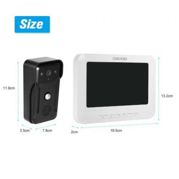 OWSOO 7 inch Wired Video Doorbell Indoor Monitor with IR-CUT Rainproof Outdoor Camera Visual Two-way Intercom Audio Remote Unloc