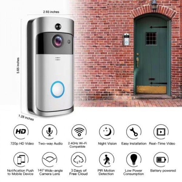 Smart Video Doorbell with Home Wireless APP Remote Two-way Talk Waterproof Security Camera