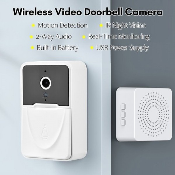 Wireless Video Doorbell Camera Visual Smart Security Doorbell with Motion Detection Night Vision 2-Way Audio Real-Time Monitorin