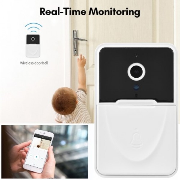 Wireless Video Doorbell Camera Visual Smart Security Doorbell with Motion Detection Night Vision 2-Way Audio Real-Time Monitorin