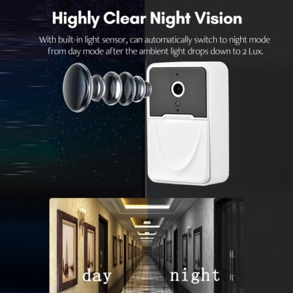 Wireless Video Doorbell Camera Visual Smart Security Doorbell with Motion Detection Night Vision 2-Way Audio Real-Time Monitorin