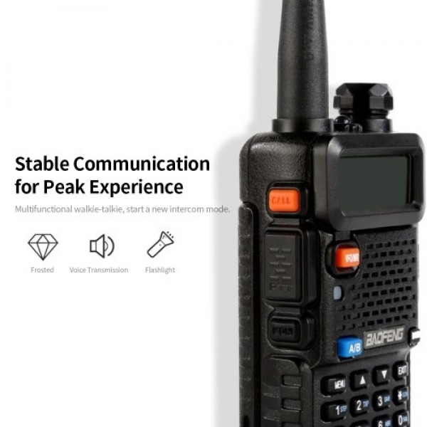 BAOFENG BF-UV5R FM Transceiver Dual Band Handheld Transceiver 128CH Amateur Portable Radio Long Standby Black