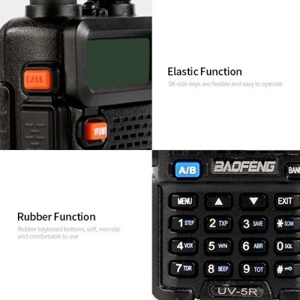 BAOFENG BF-UV5R FM Transceiver Dual Band Handheld Transceiver 128CH Amateur Portable Radio Long Standby Black