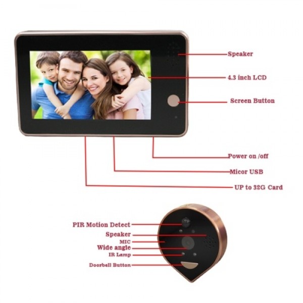 HD 1080P Peephole Door Camera Doorbell