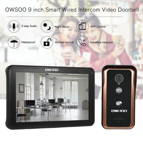 OWSOO 9inch Monitor Wired WIFI Video Door Phone Doorbell Intercom Entry System