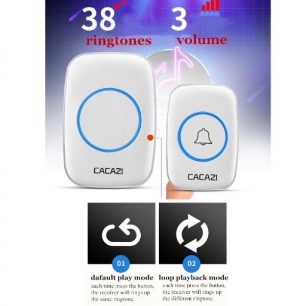 Waterproof  Wireless Doorbell LED Indicator Door Chime