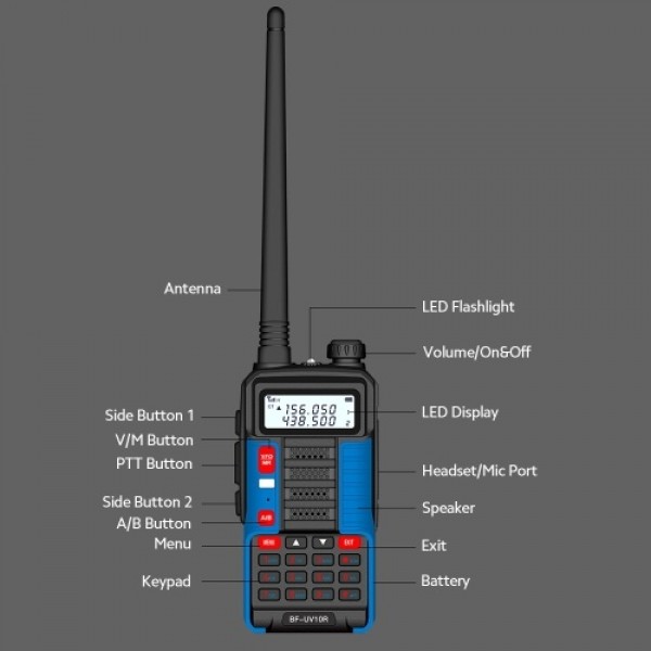 BAOFENG UV-10R Walkie Talkie Dual-Band Portable Ham Radio VOX Function 5-10KM Long Range Noise Reduction Red, EU Plug