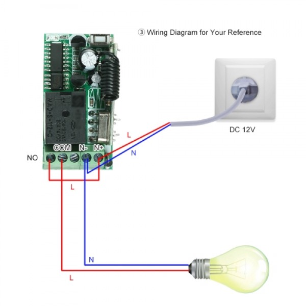 433Mhz DC 12V Universal RF Remote Control Switch