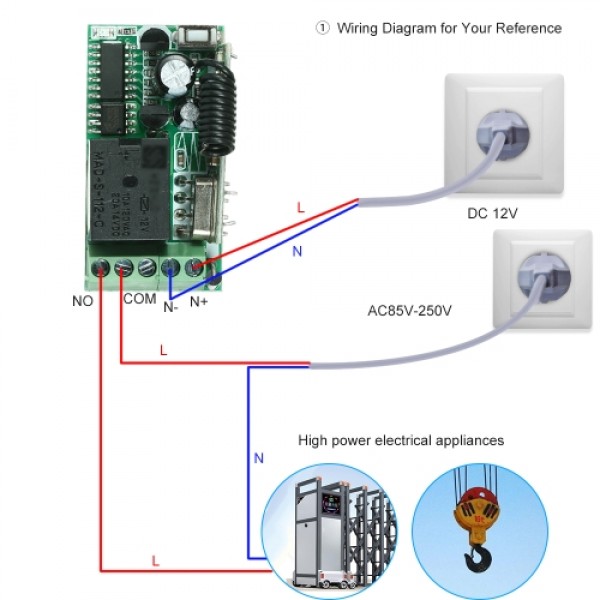 433Mhz DC 12V Universal RF Remote Control Switch