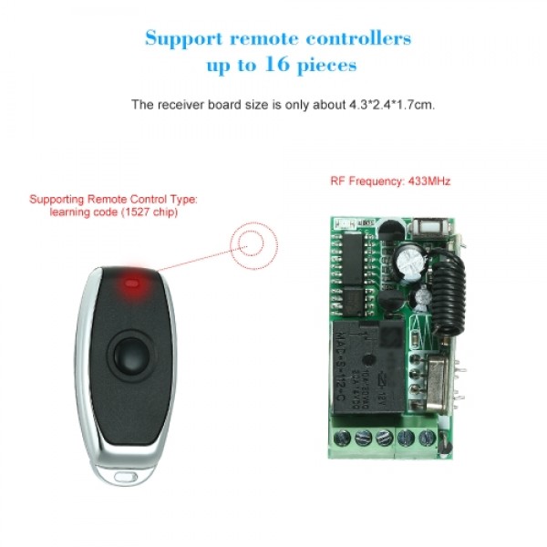 433Mhz DC 12V Universal RF Remote Control Switch