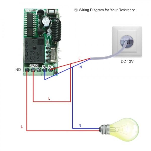 433Mhz DC 12V Universal RF Remote Control Switch