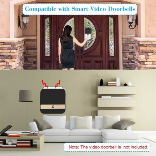 Wireless Doorbell Chime With LED 4 Levels Volume 52 Ringtones