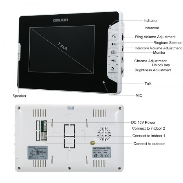 OWSOO 7 Inch Video Door Phone Doorbell Intercom Kit