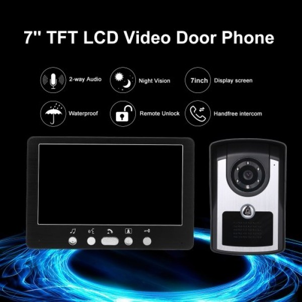 7 inch Monitor HD Camera Video Door Phone Doorbell Intercom System