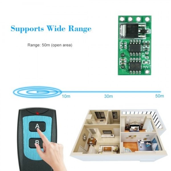 433Mhz DC 7V-36V Wireless Remote Control Switch