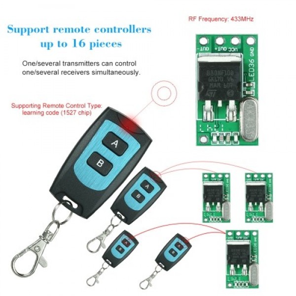 433Mhz DC 7V-36V Wireless Remote Control Switch