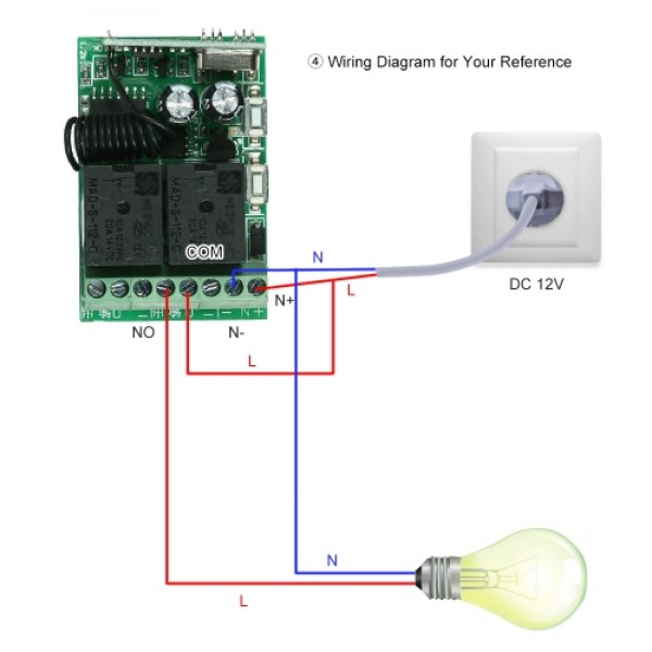 433Mhz DC 12V 2CH Universal Wireless Remote Control Switch