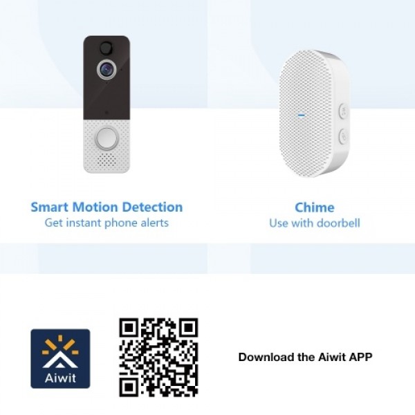 1080P Smart Video Doorbell &amp; Chime Home Wireless APP Remote Two-way Talk Waterproof Security Camera