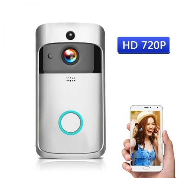 HD 720P Smart WiFi  Security DoorBell without batteries Silver